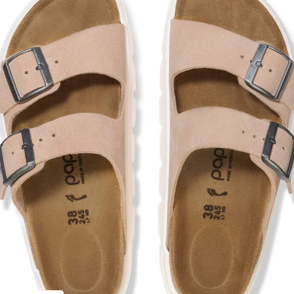 Birkenstock Arizona Chunky Suede Leather Sandals Warm Sand Like New! SIZE EU 39 - Picture 2 of 8